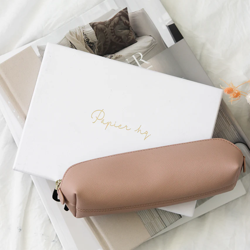 Leather pencil case pink - Image 3