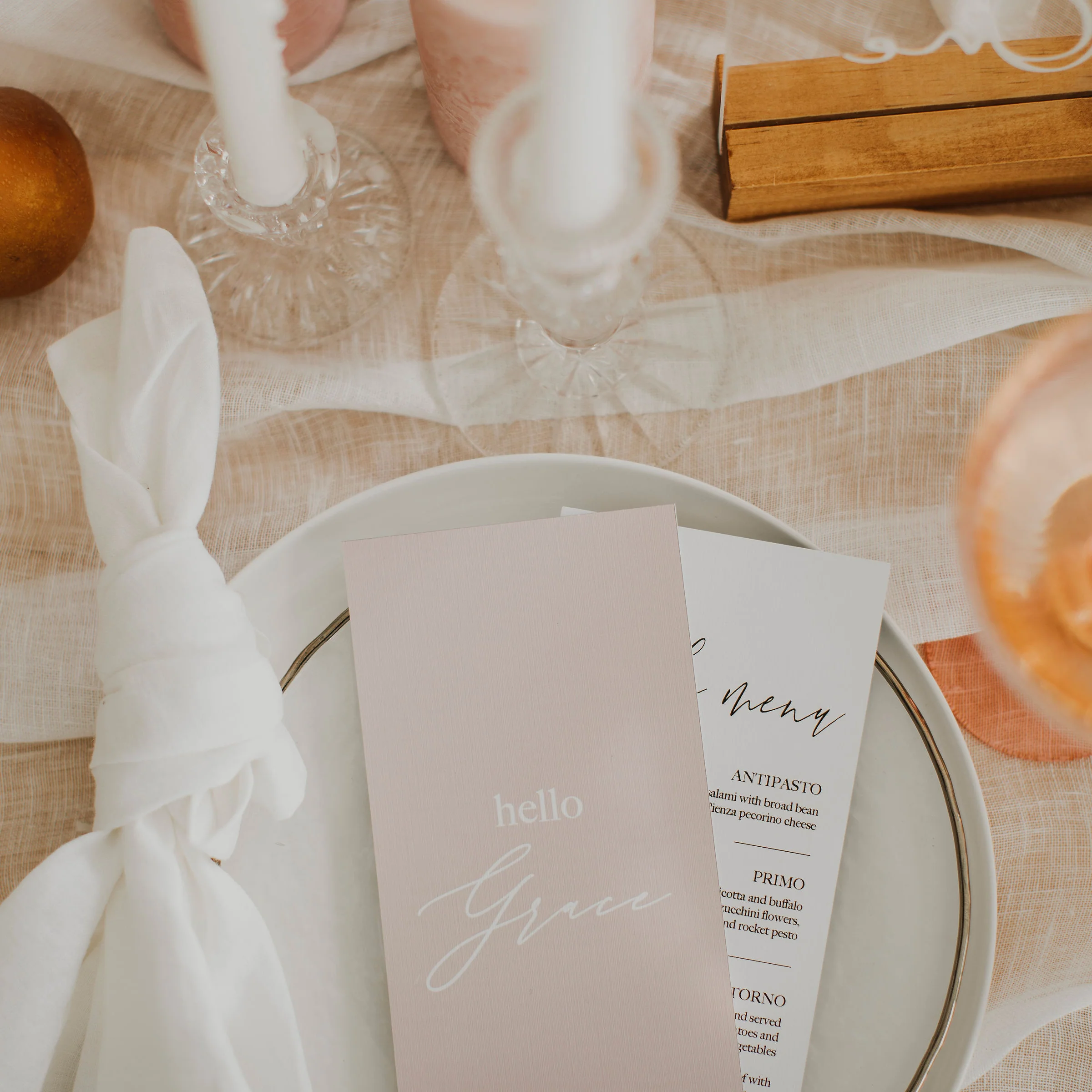 PAINTED WATERCOLOUR MENU/PLACE NAME PINK - Image 3