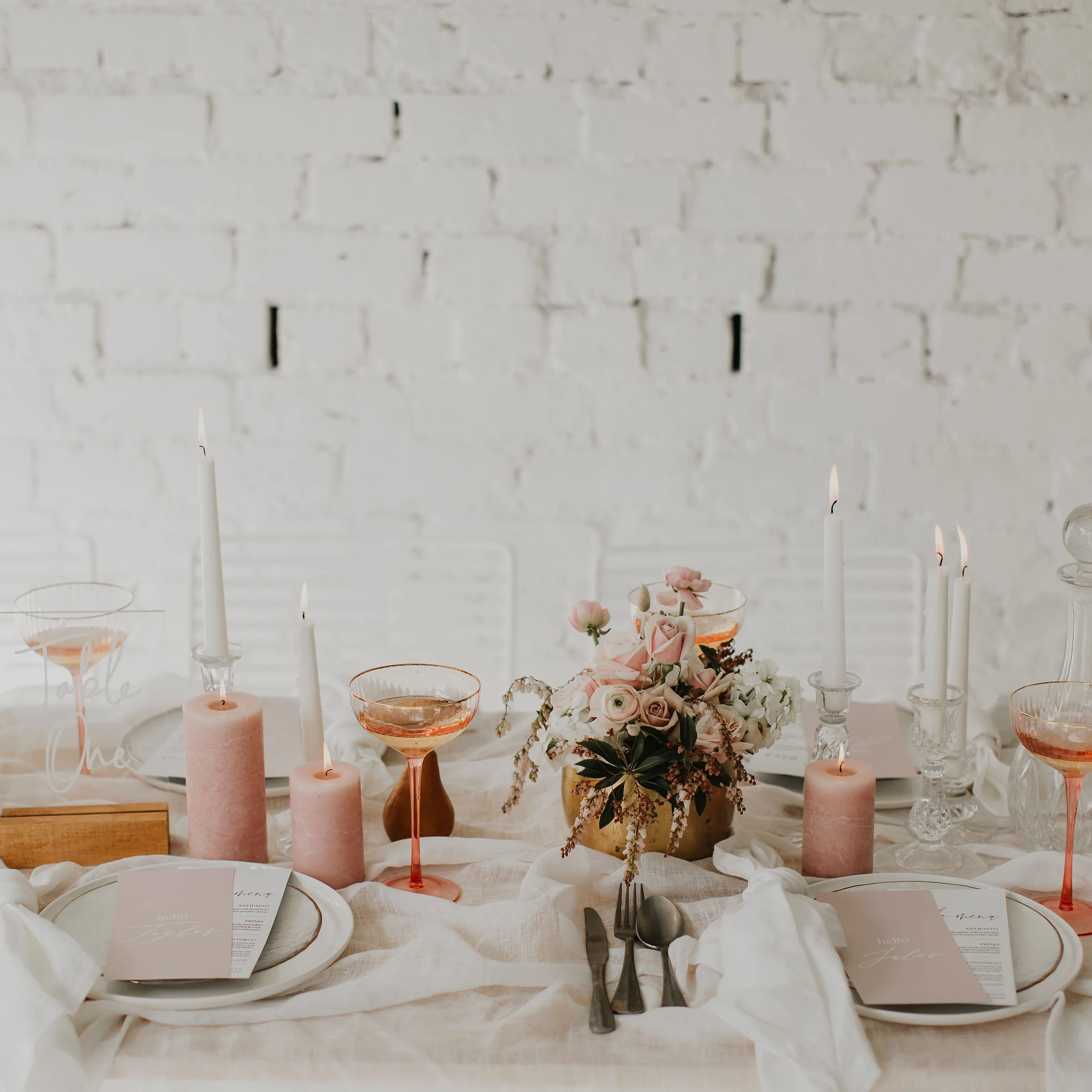 PAINTED WATERCOLOUR MENU/PLACE NAME PINK - Image 6